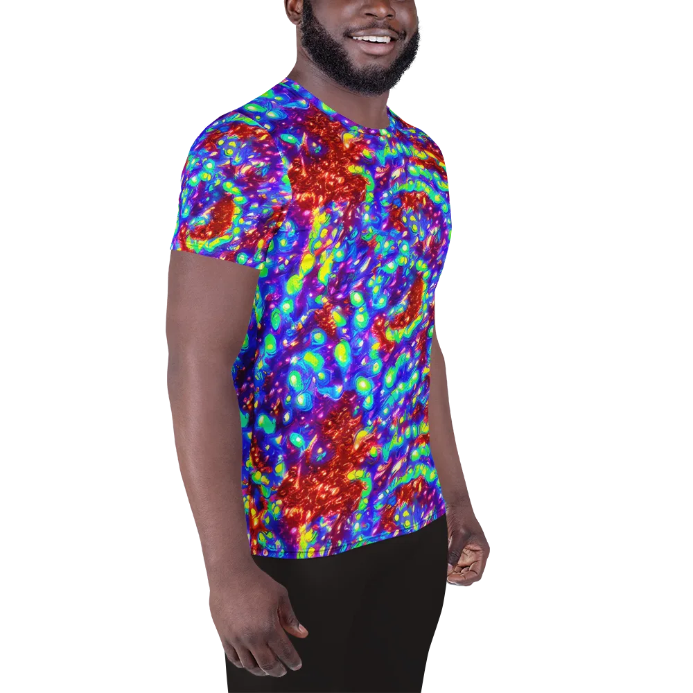 Molten Lime Mosaic on Men's Athletic T-Shirt — Right