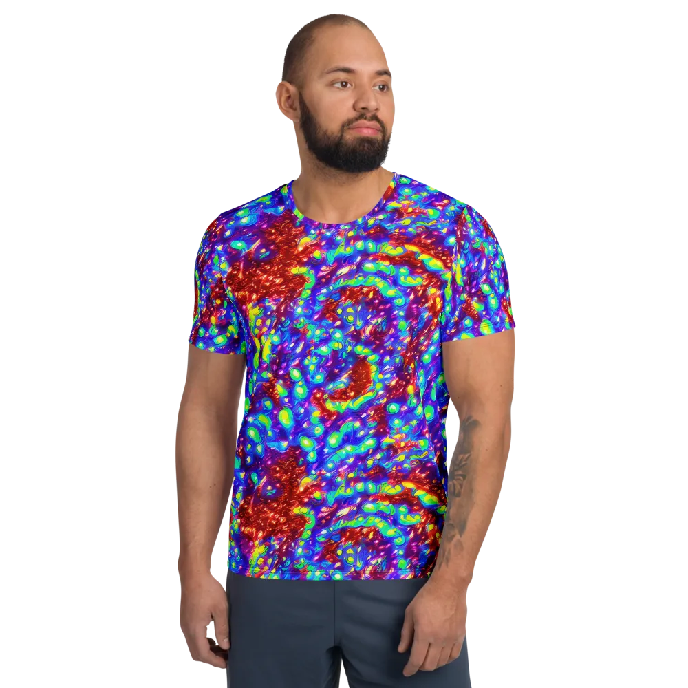 Molten Lime Mosaic on Men's Athletic T-Shirt — Front