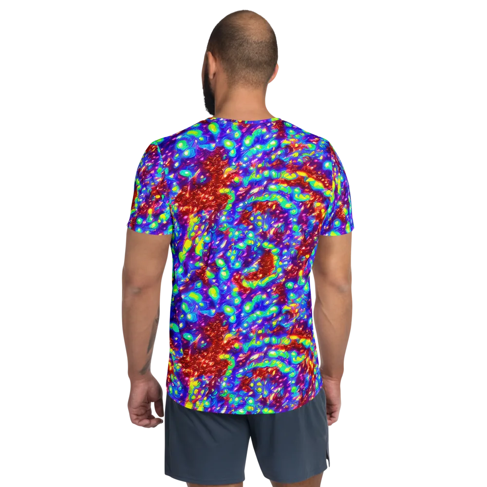Molten Lime Mosaic on Men's Athletic T-Shirt — Back