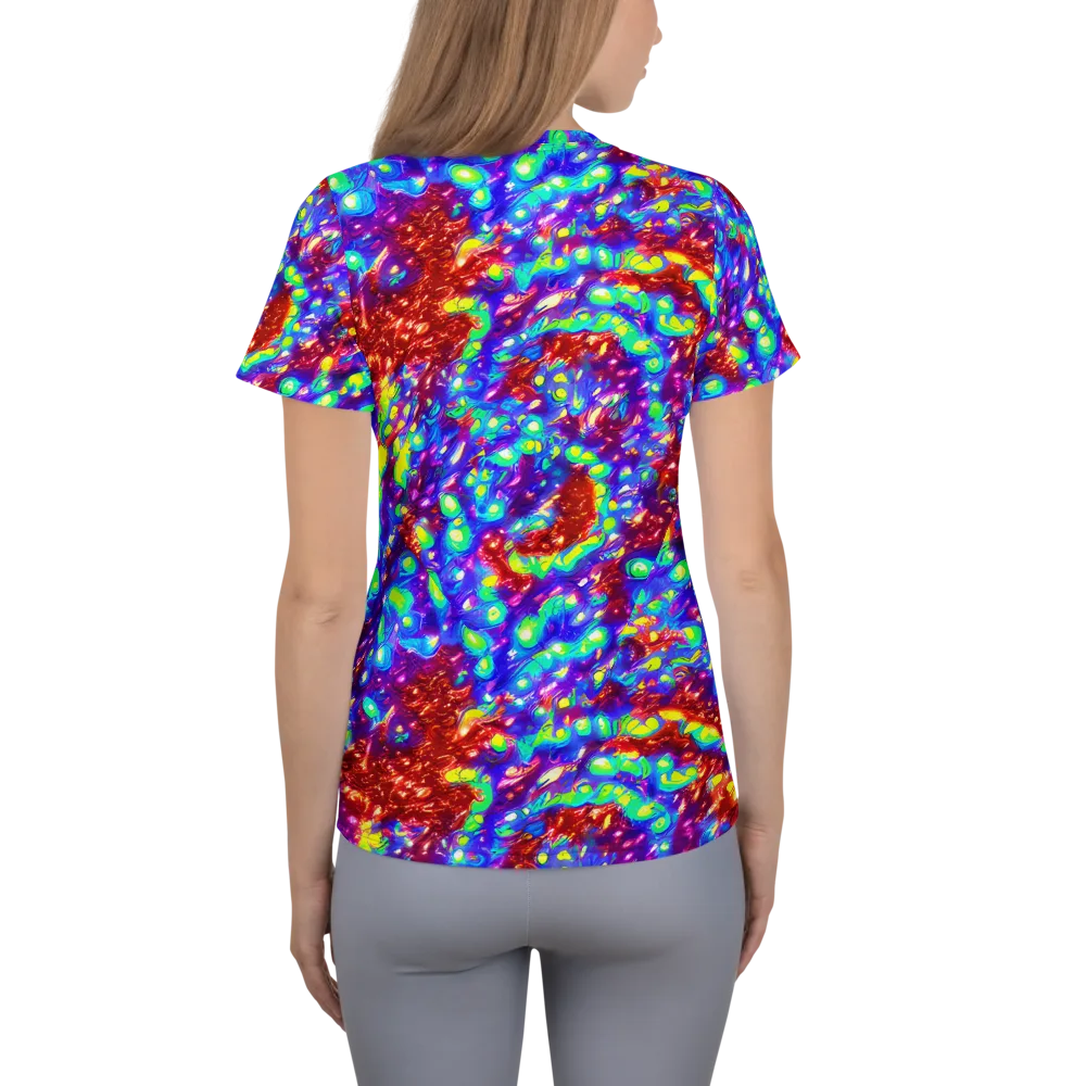 Molten Lime Mosaic on Women's Athletic T-Shirt — Back