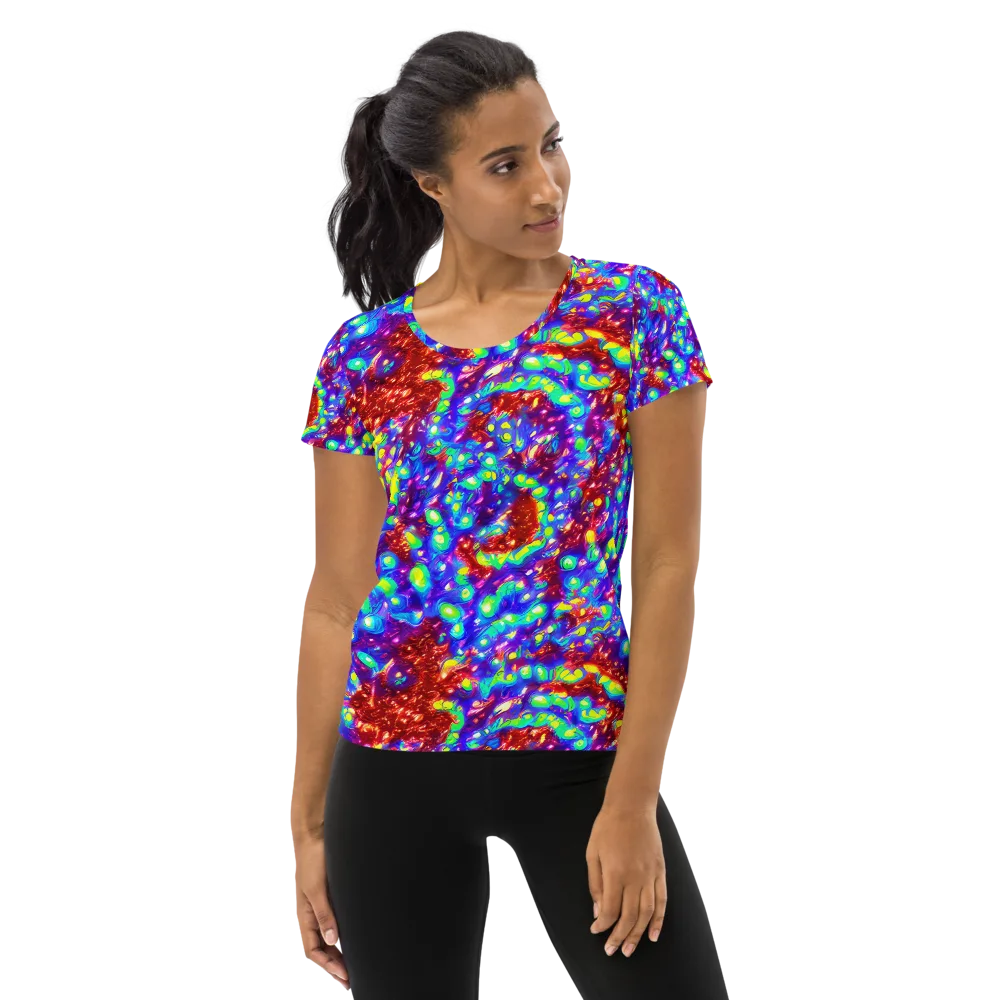 Molten Lime Mosaic on Women's Athletic T-Shirt — Front
