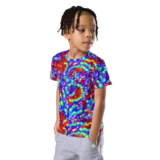 Molten Lime Mosaic on a Kids Crew Neck T-Shirt
