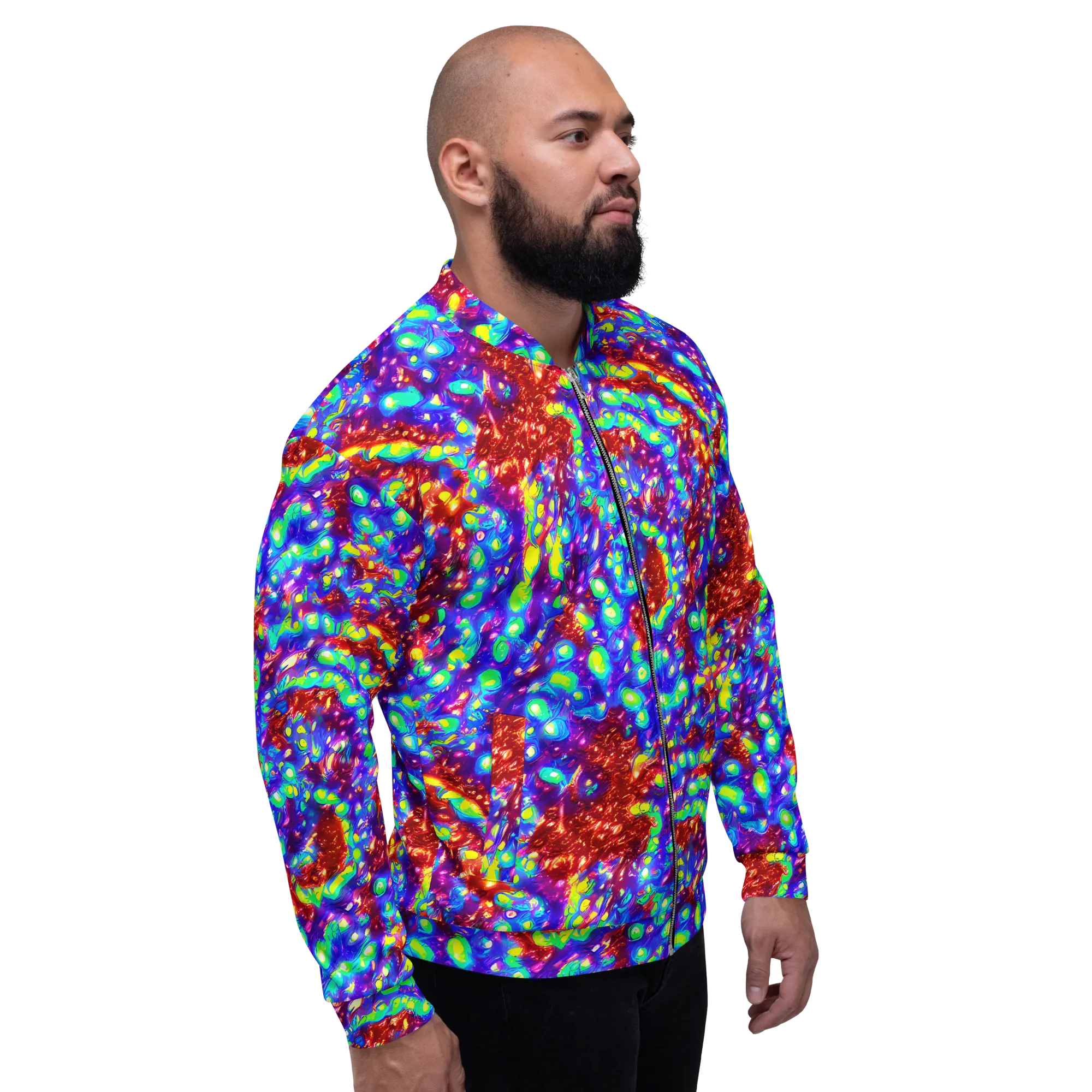 Molten Lime Mosaic on Bomber Jacket — Right