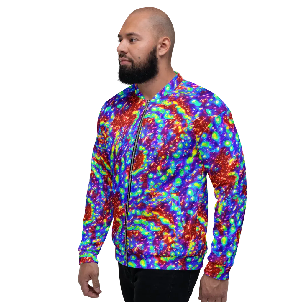 Molten Lime Mosaic on Bomber Jacket — Left