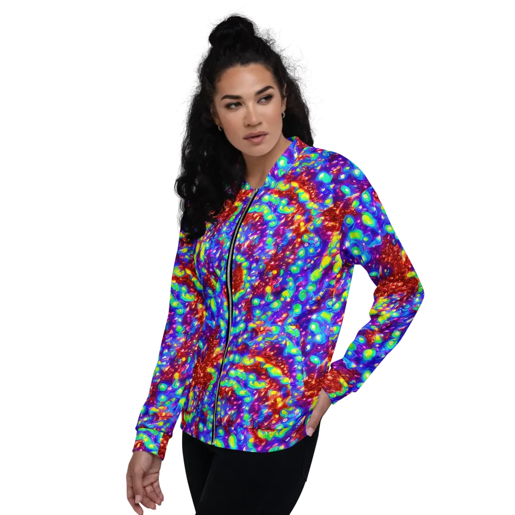 Molten Lime Mosaic on Bomber Jacket — Left