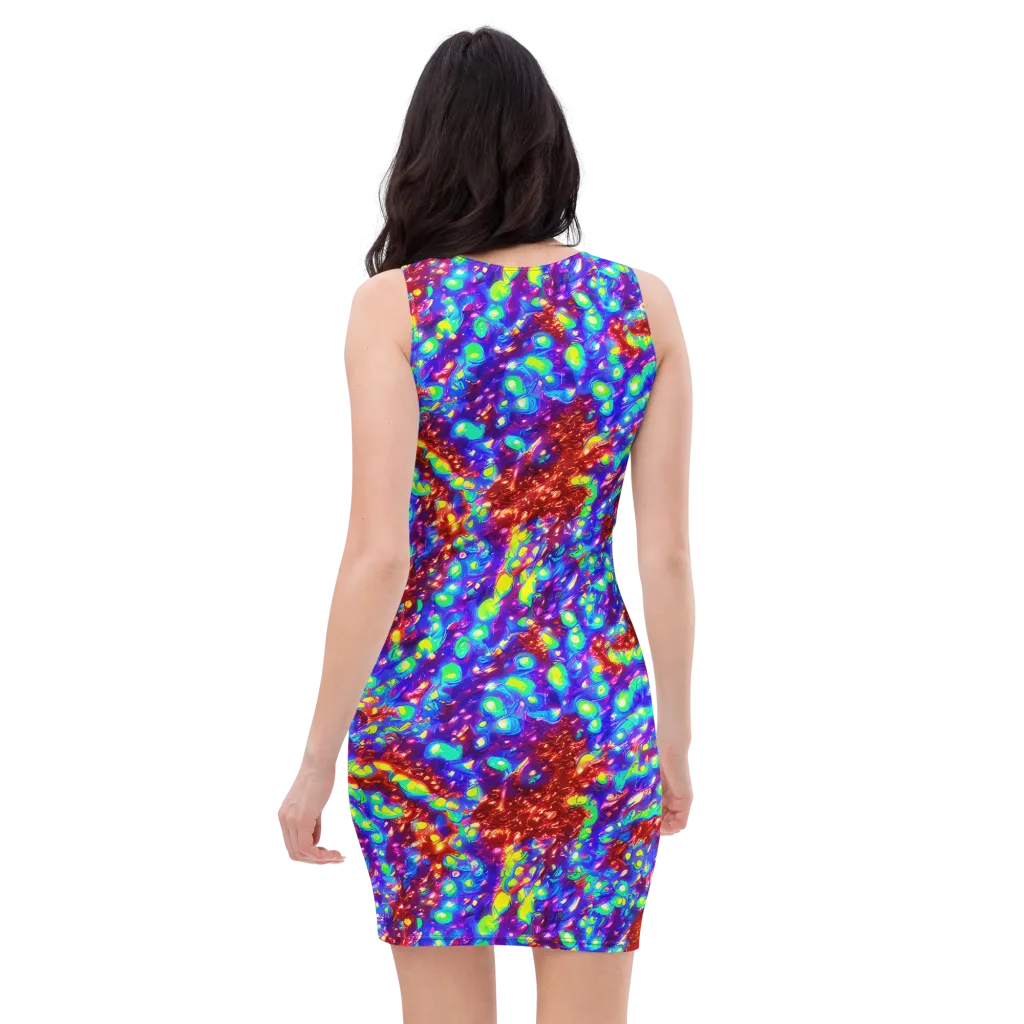 Molten Lime Mosaic on Bodycon Dress — Back