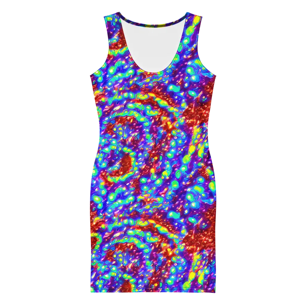 Molten Lime Mosaic on Bodycon Dress — Front