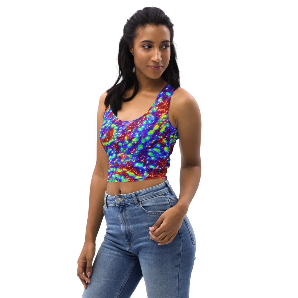 Molten Lime Mosaic on Crop Top — Left Front