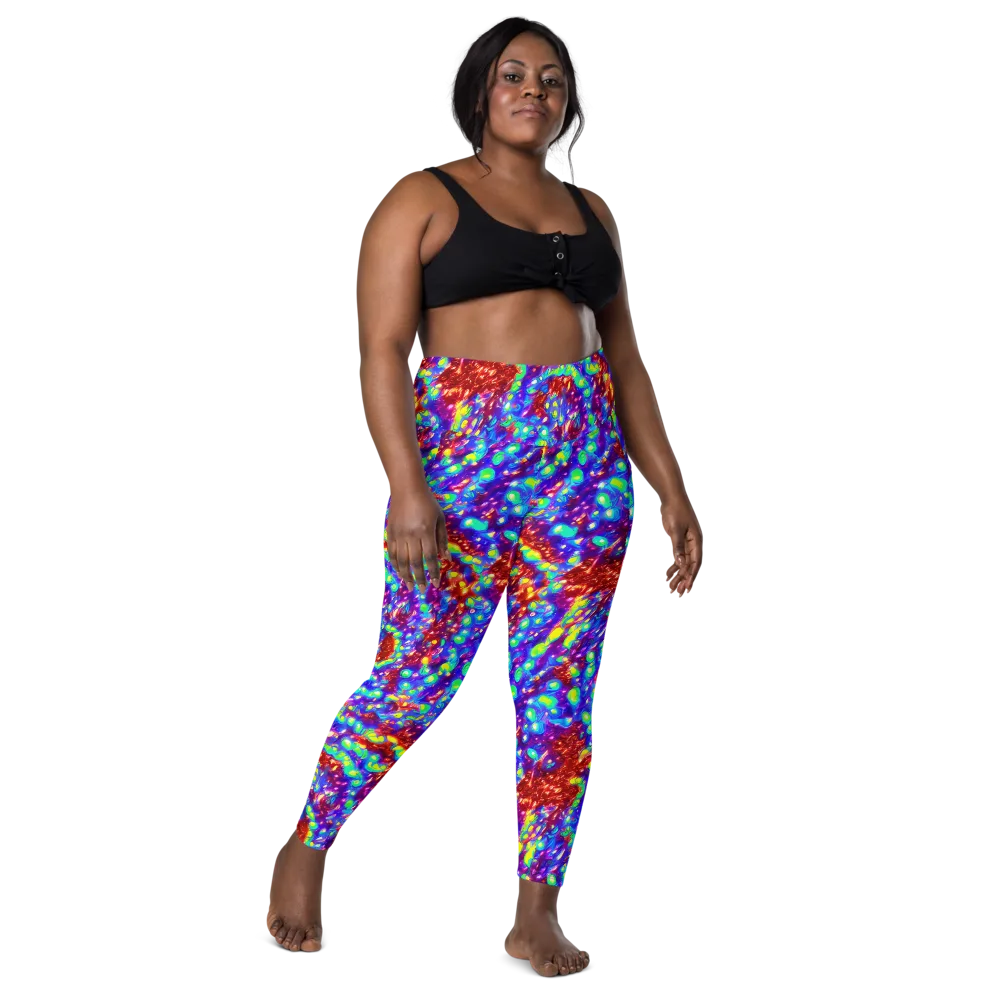 Molten Lime Mosaic on Leggings with Pockets — Front