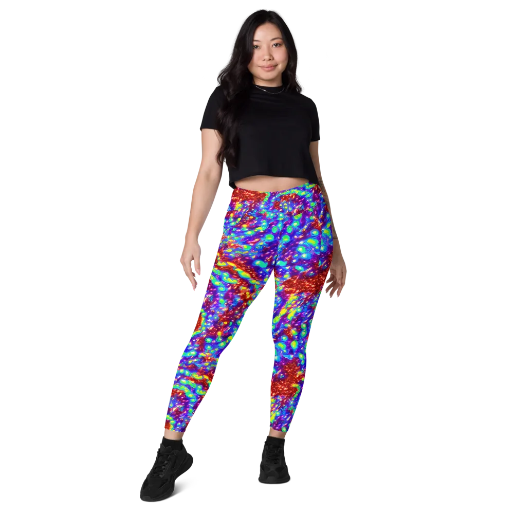 Molten Lime Mosaic on Leggings with Pockets — Front