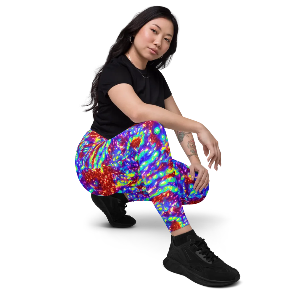 Molten Lime Mosaic on Leggings with Pockets — Right Front