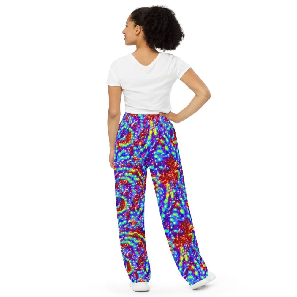 Molten Lime Mosaic on Wide-Leg Pants — Back