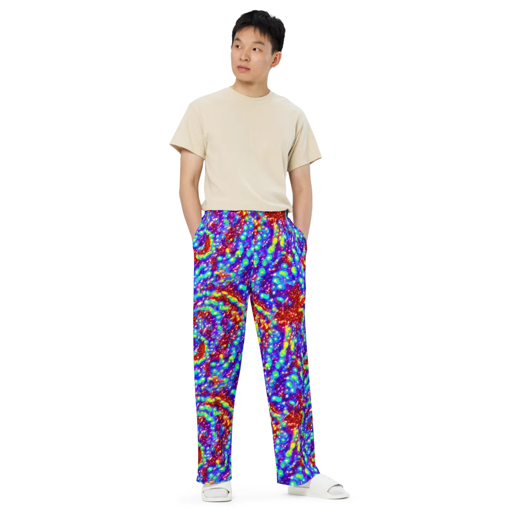 Molten Lime Mosaic on Wide-Leg Pants — Front