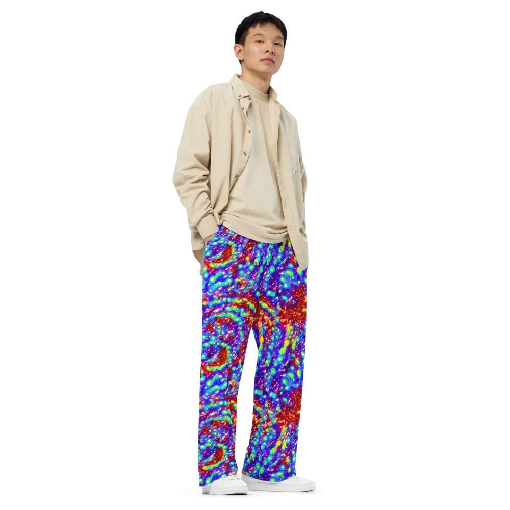 Molten Lime Mosaic on Wide-Leg Pants — Right Front
