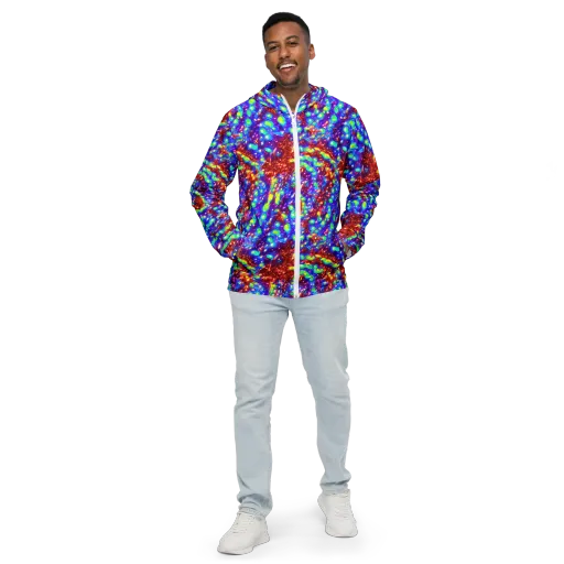 Molten Lime Mosaic on a Men's Windbreaker