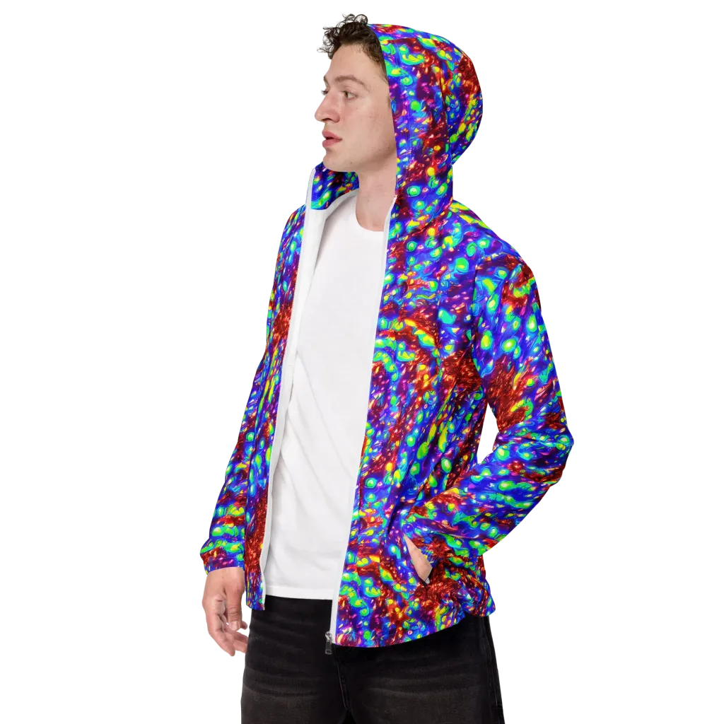 Molten Lime Mosaic on Men's Windbreaker — Left Front