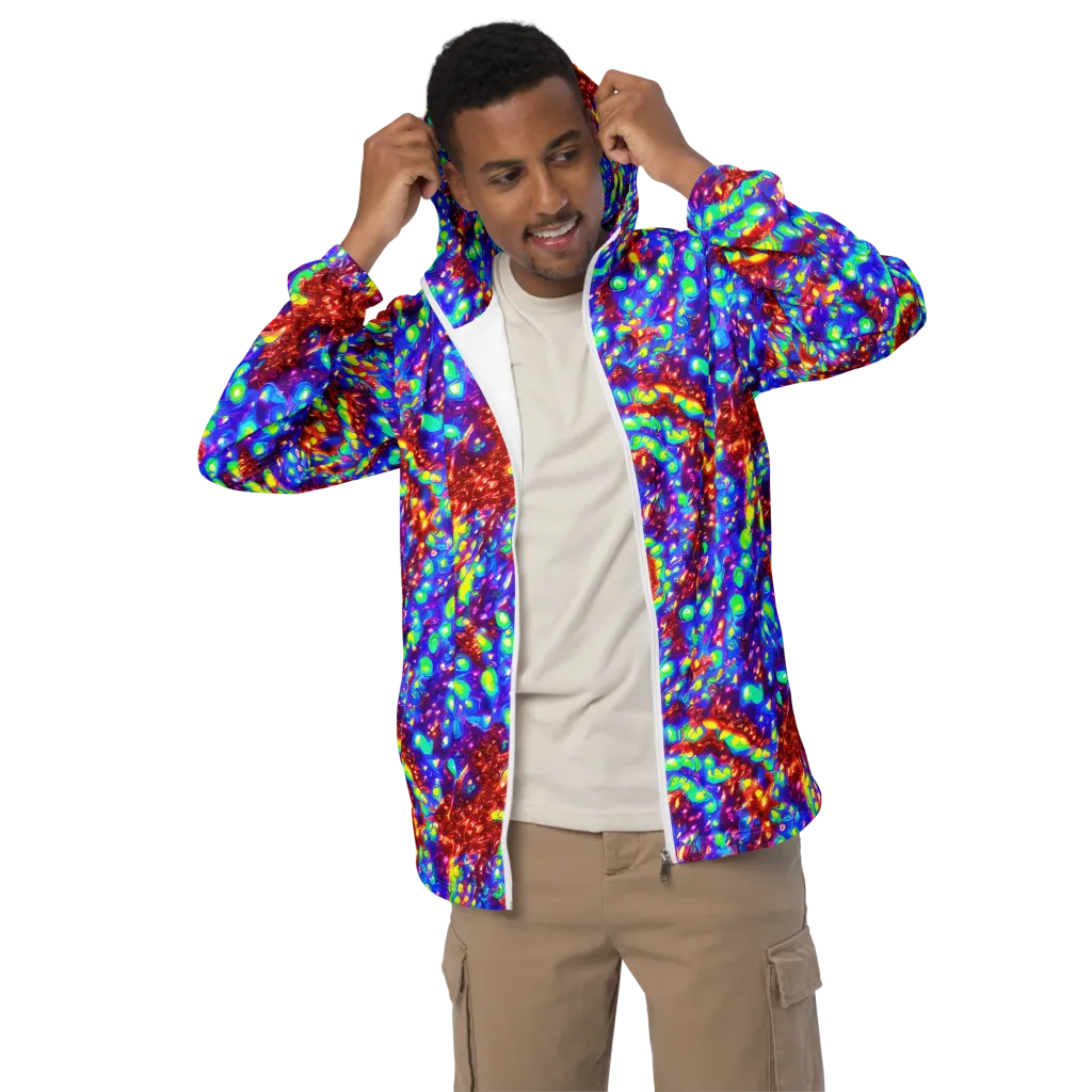 Molten Lime Mosaic on Men's Windbreaker — Front