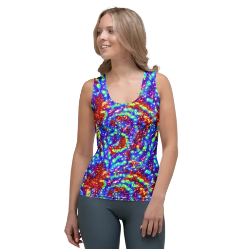 Molten Lime Mosaic on a Women's Tank Top