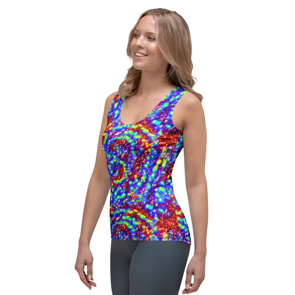 Molten Lime Mosaic on Women's Tank Top — Left Front