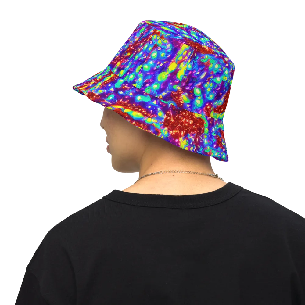 Molten Lime Mosaic on Reversible Bucket Hat — Back Inside