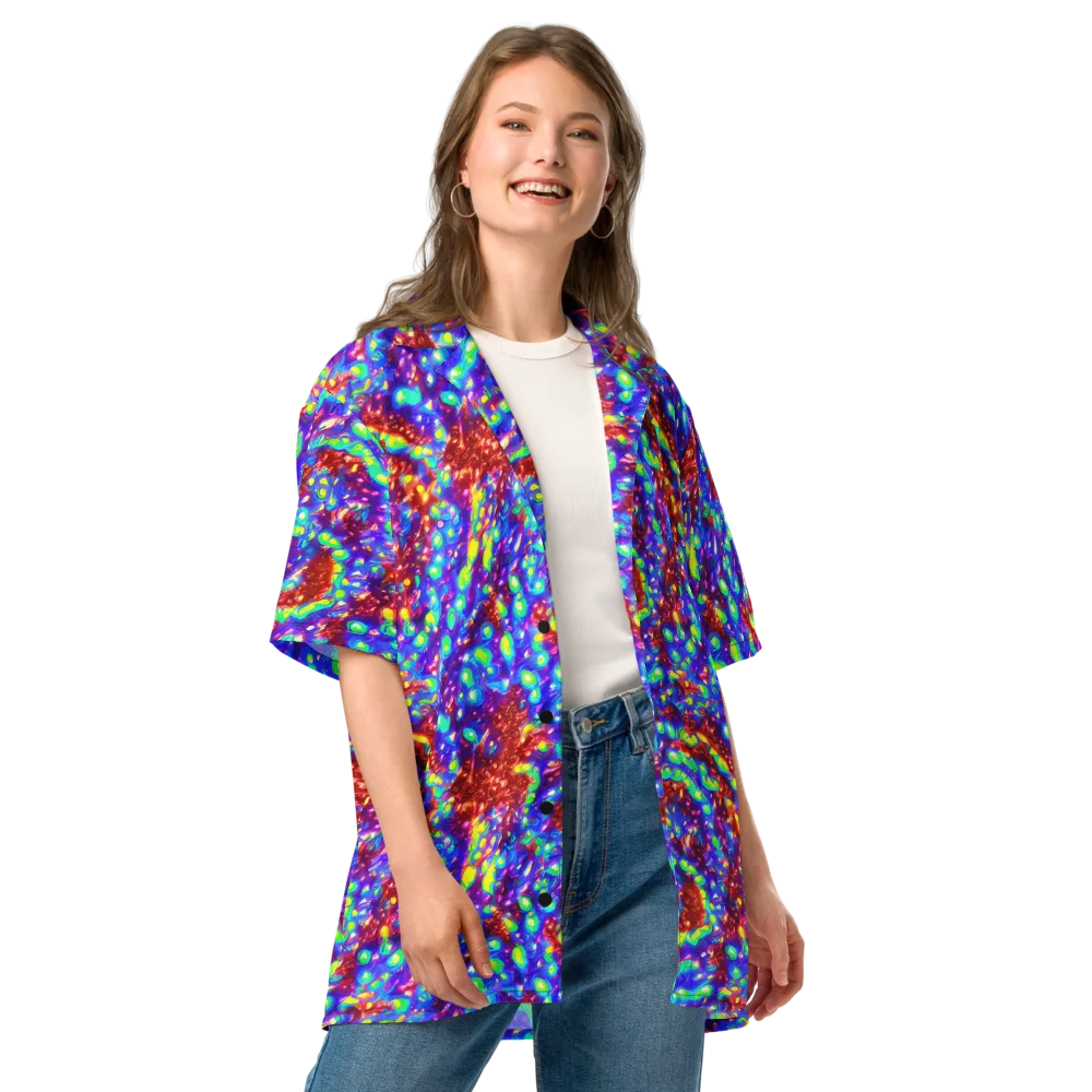 Molten Lime Mosaic on Button Shirt — Front