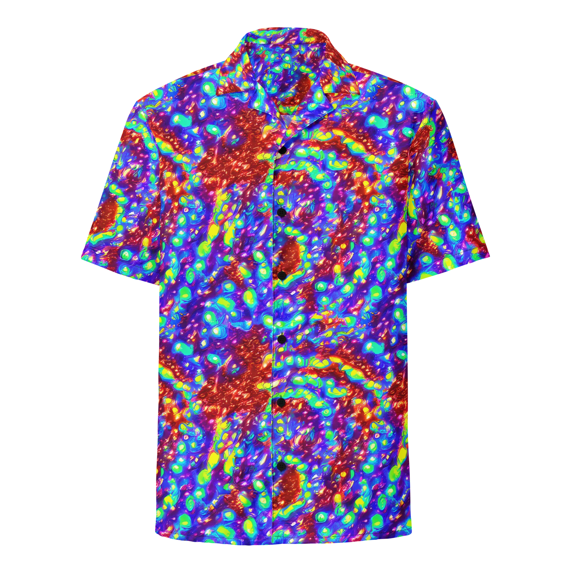 Molten Lime Mosaic on Button Shirt — Front