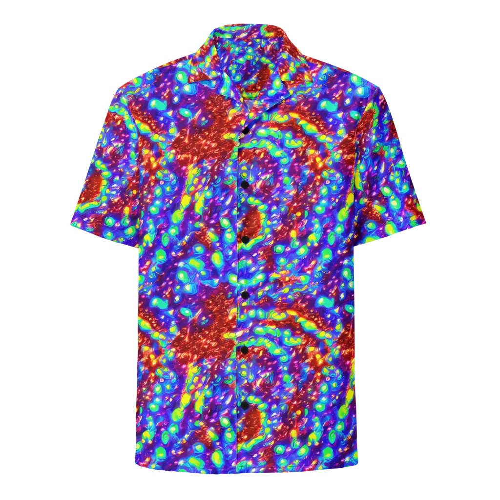 Molten Lime Mosaic on Button Shirt — Front