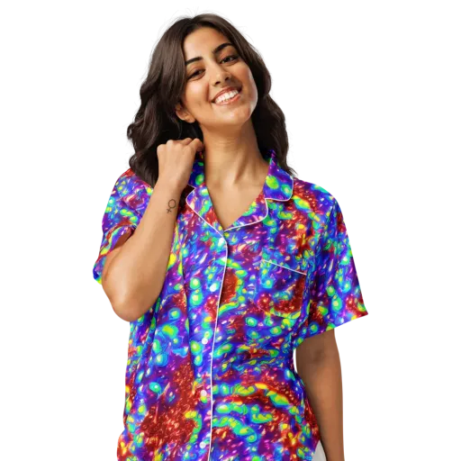 Molten Lime Mosaic on a Women's Short Sleeve Pajama Top