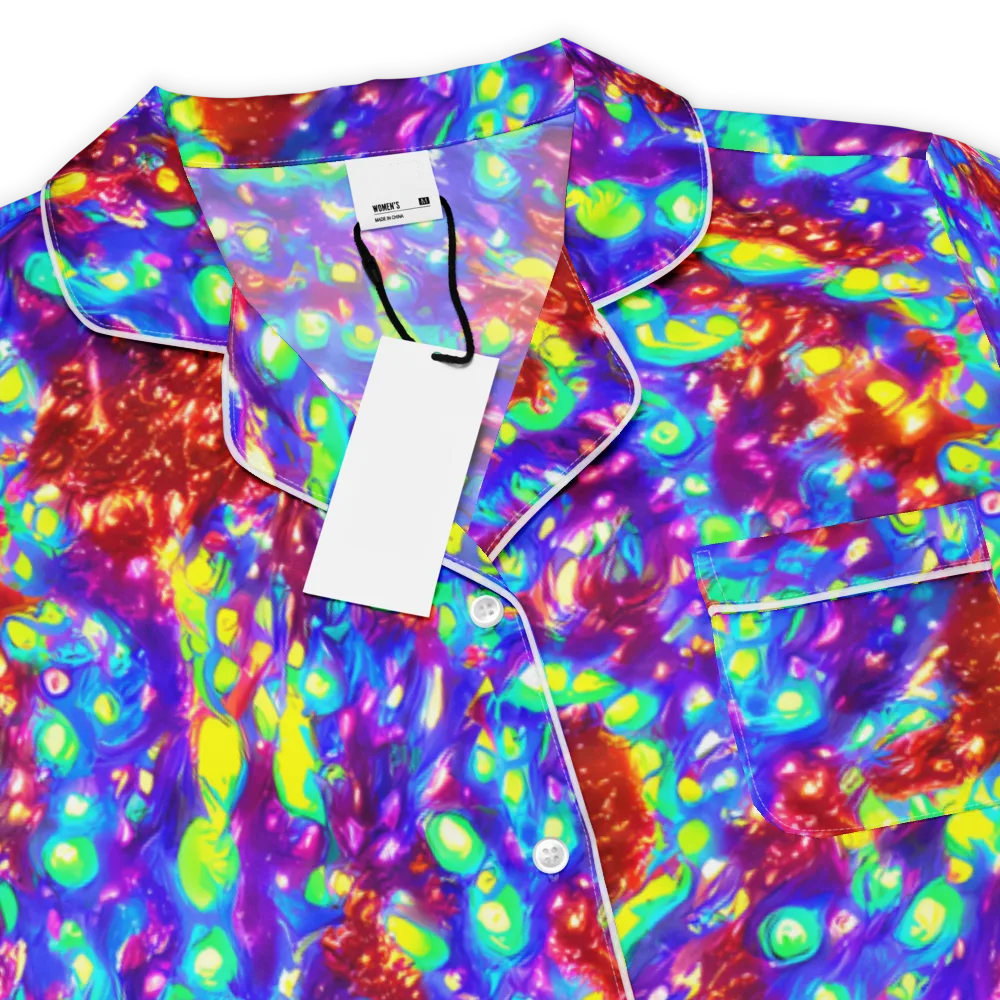 Molten Lime Mosaic on Women's Short Sleeve Pajama Top — Product details