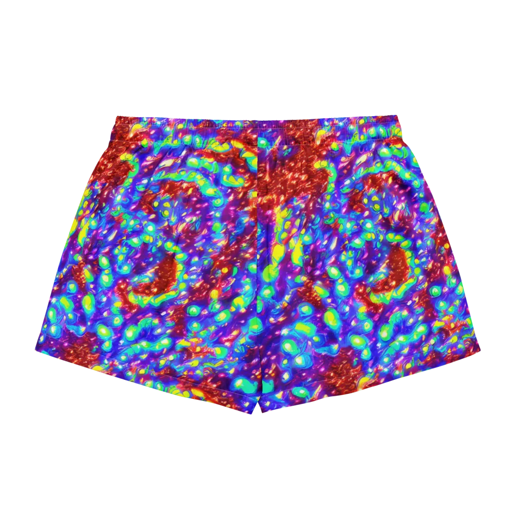 Molten Lime Mosaic on Women's Pajama Shorts — Back