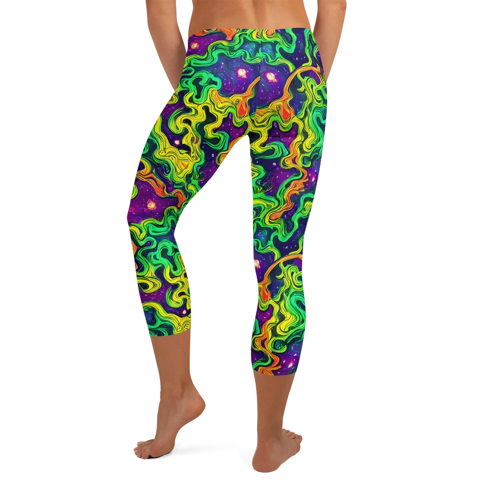 Jungle Comet on Capri Leggings — Back