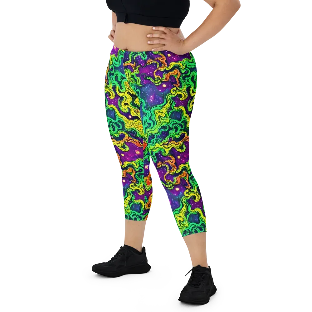 Jungle Comet on Capri Leggings — Front
