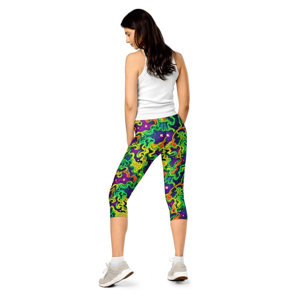 Jungle Comet on Capri Leggings — Back