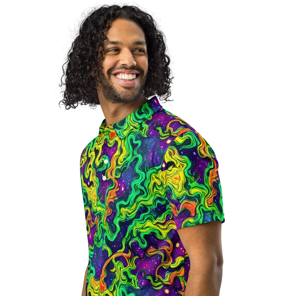 Jungle Comet on Men's Slim Fit Polo Shirt — Left Front