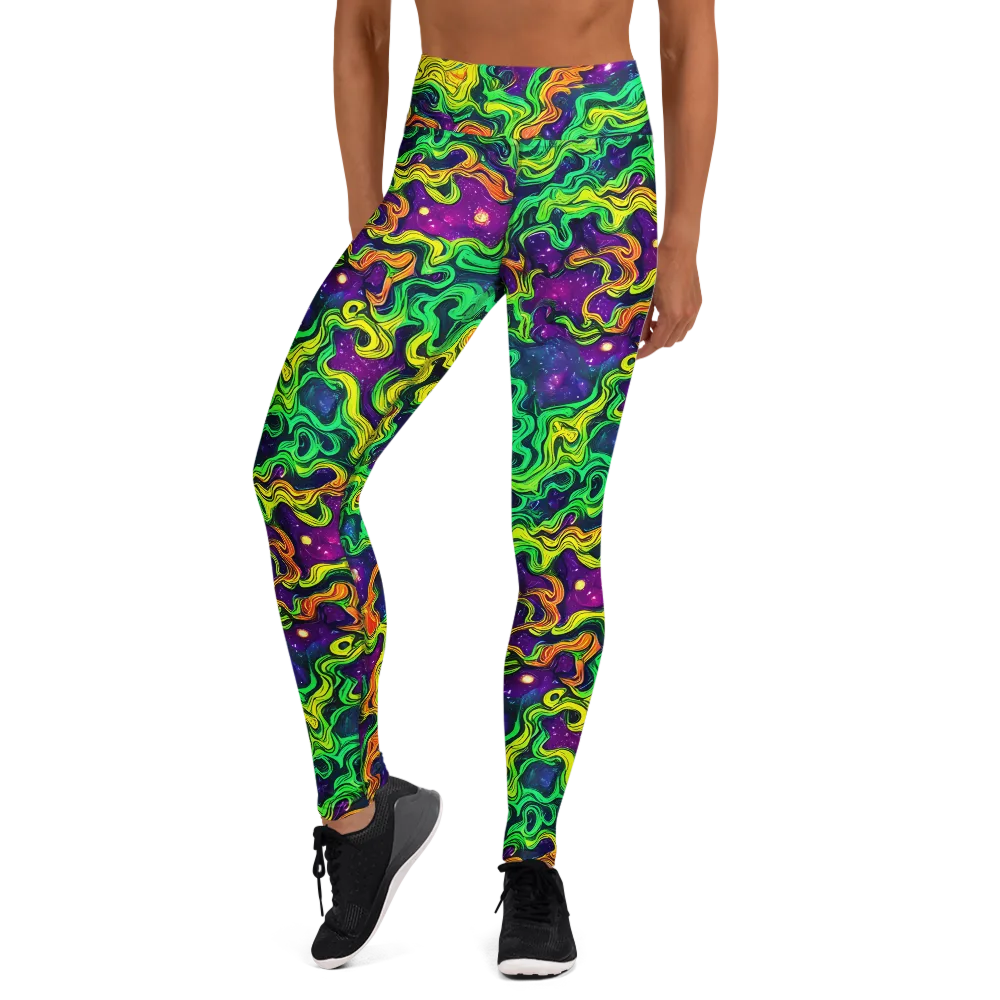 Jungle Comet on Yoga Leggings — Front