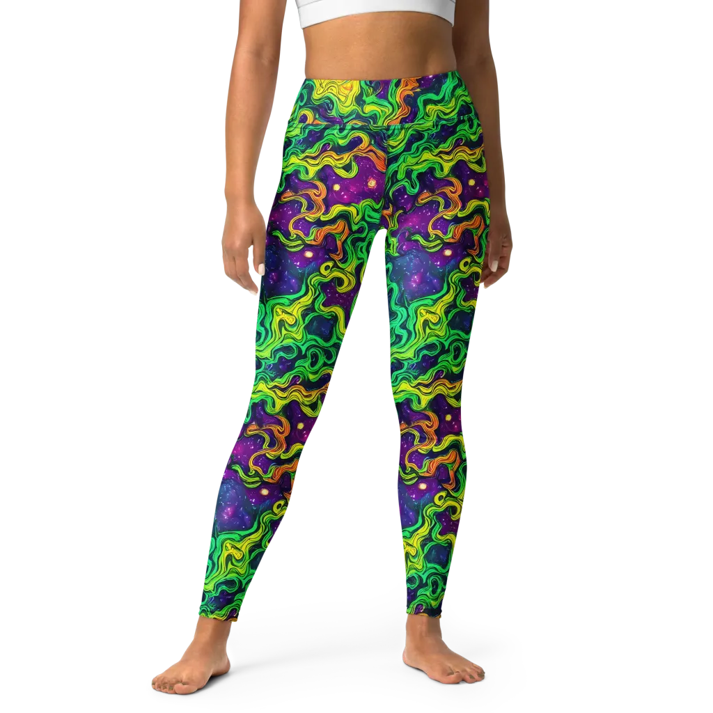 Jungle Comet on Yoga Leggings — Front