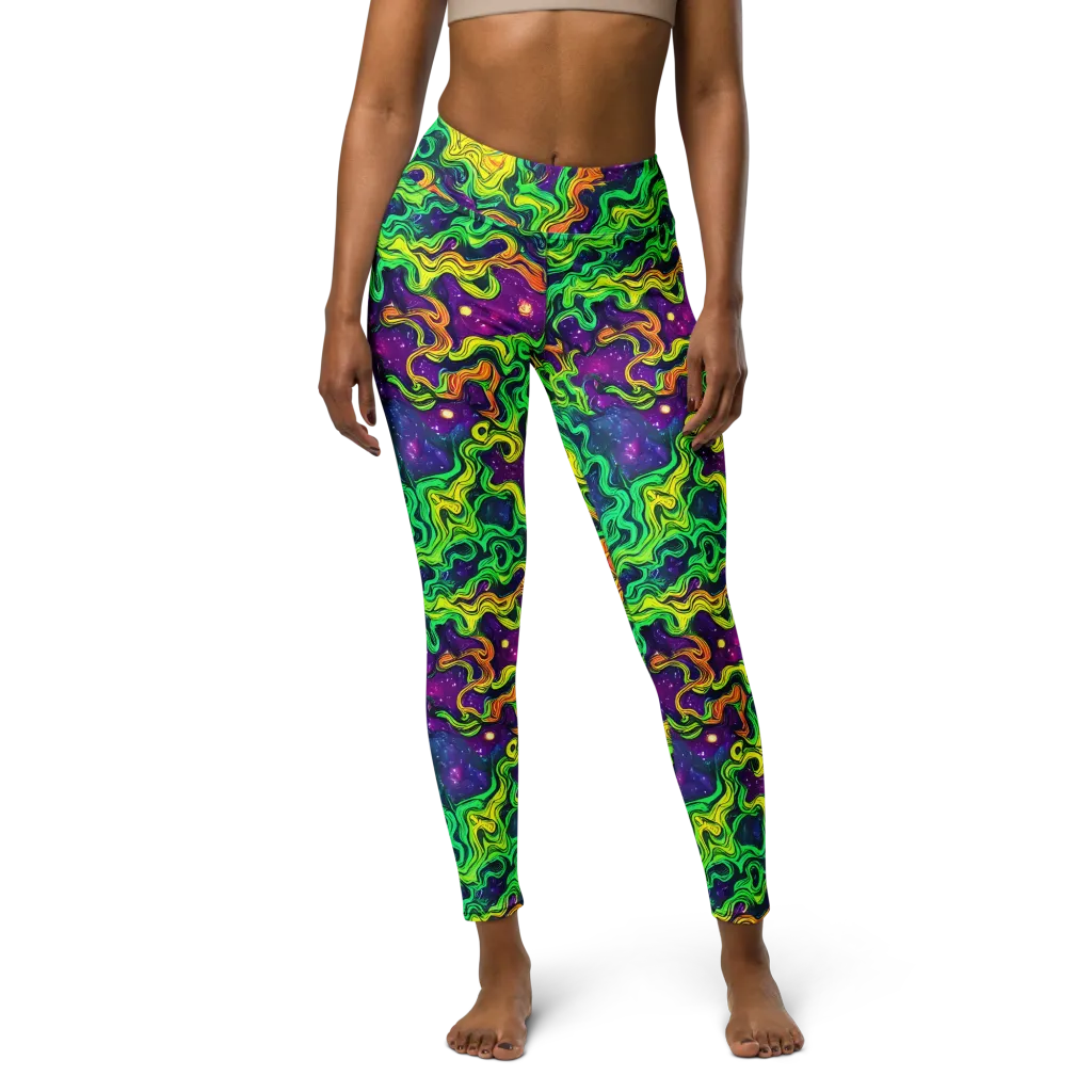 Jungle Comet on Yoga Leggings — Front