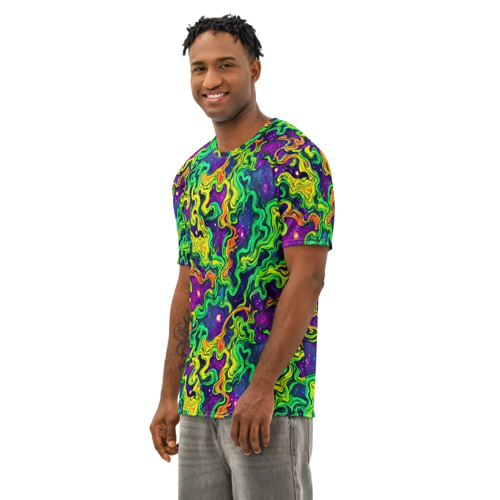 Jungle Comet on Men's Cotton Crew Neck T-Shirt — Left Front