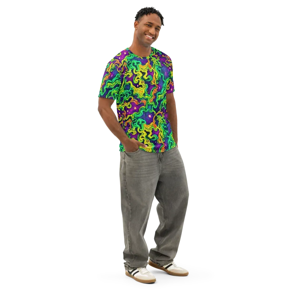 Jungle Comet on Men's Cotton Crew Neck T-Shirt — Right Front
