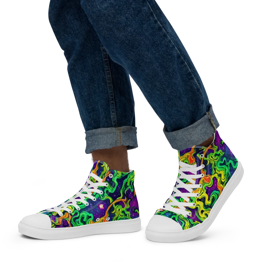 Jungle Comet on Men's High Top Canvas Shoes — Left