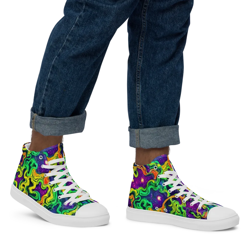 Jungle Comet on Men's High Top Canvas Shoes — Right