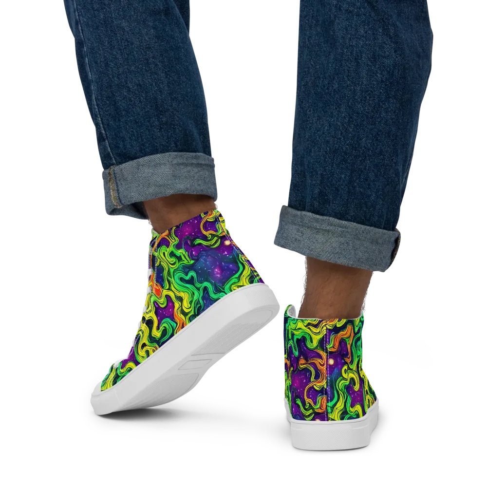 Jungle Comet on Men's High Top Canvas Shoes — Back