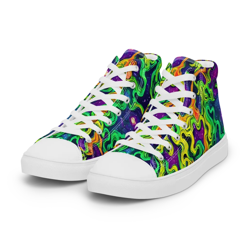 Jungle Comet on Women's High Top Canvas Shoes — Left Front