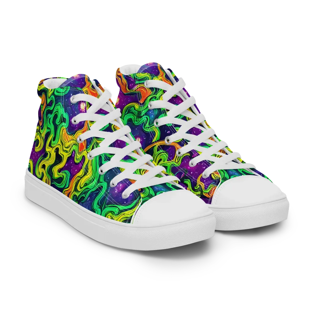 Jungle Comet on Women's High Top Canvas Shoes — Right Front