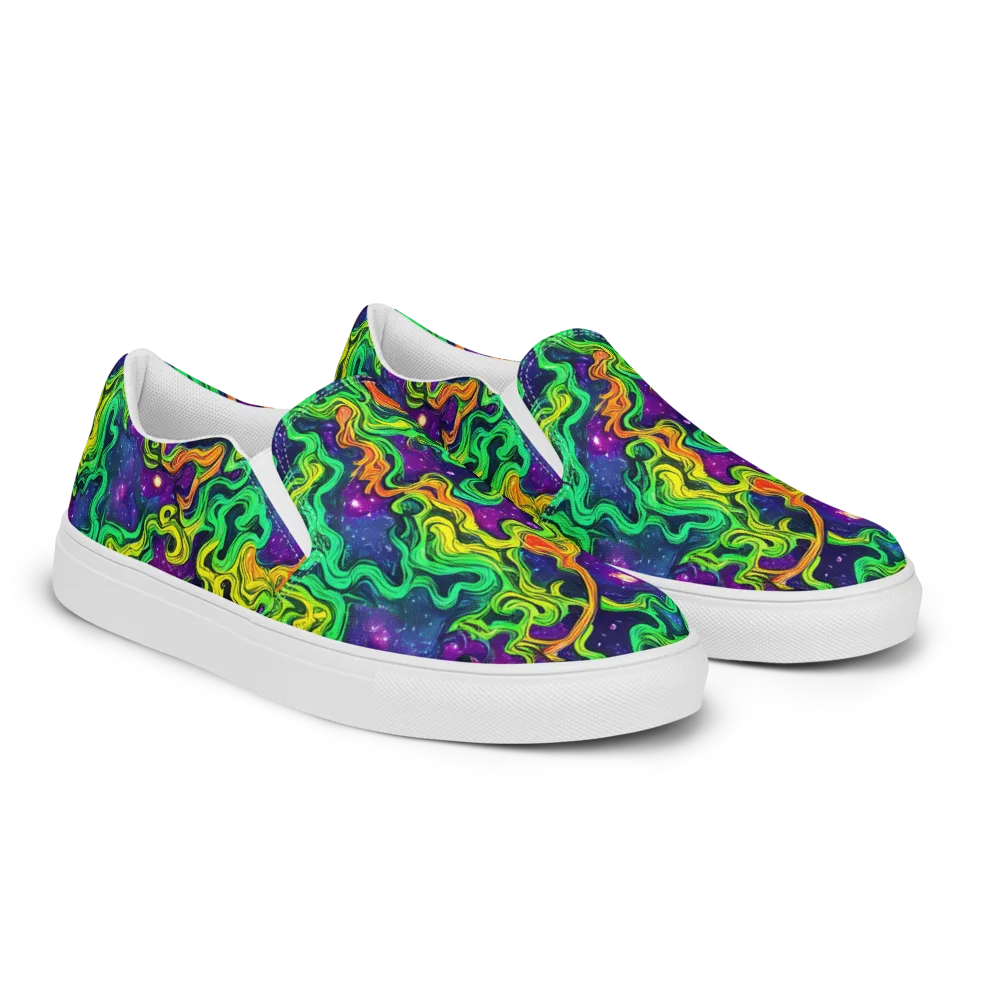 Jungle Comet on Men's Slip-On Canvas Shoes — Right Front