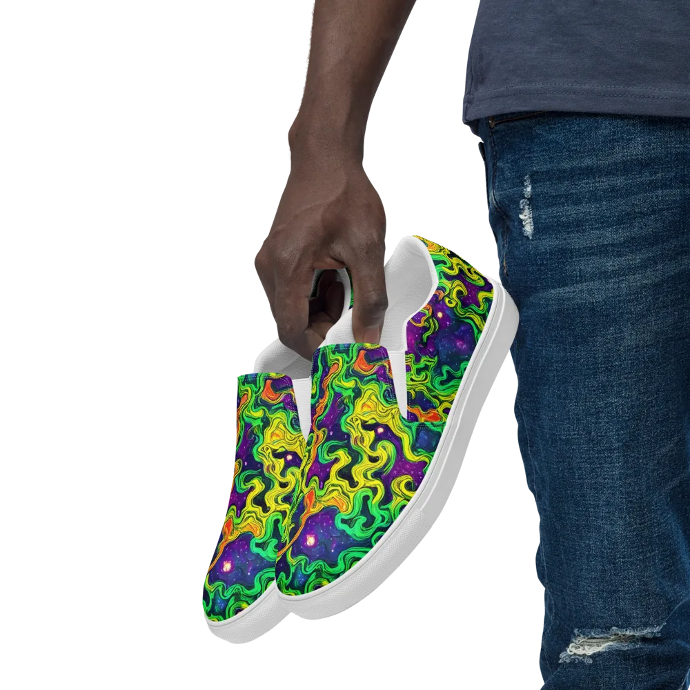 Jungle Comet on Men's Slip-On Canvas Shoes — Left Front