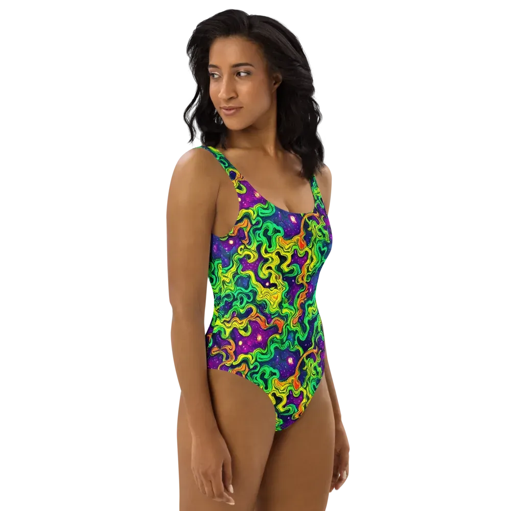 Jungle Comet on One-Piece Swimsuit — Right