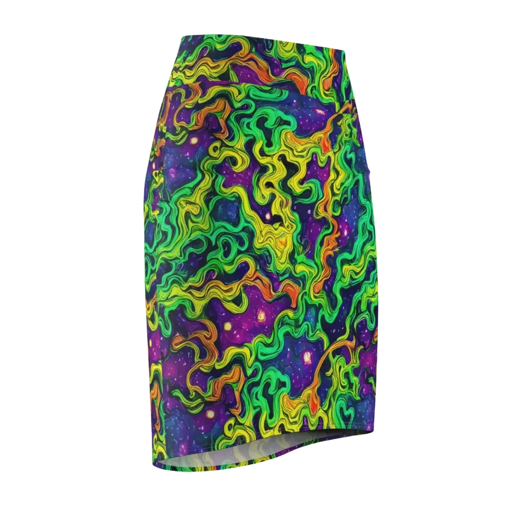 Jungle Comet on Pencil Skirt — Front Side