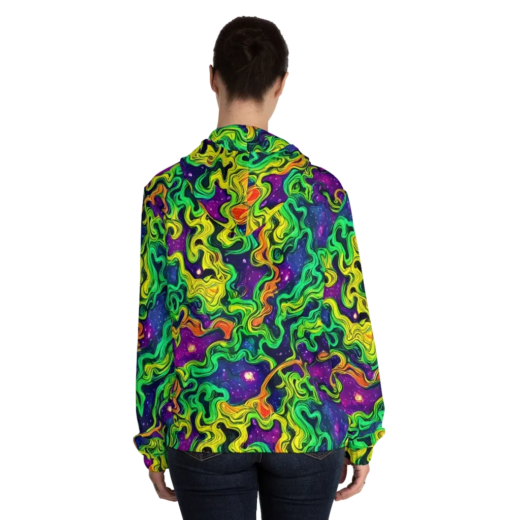 Jungle Comet on Women's Full-Zip Hoodie — Back On Person