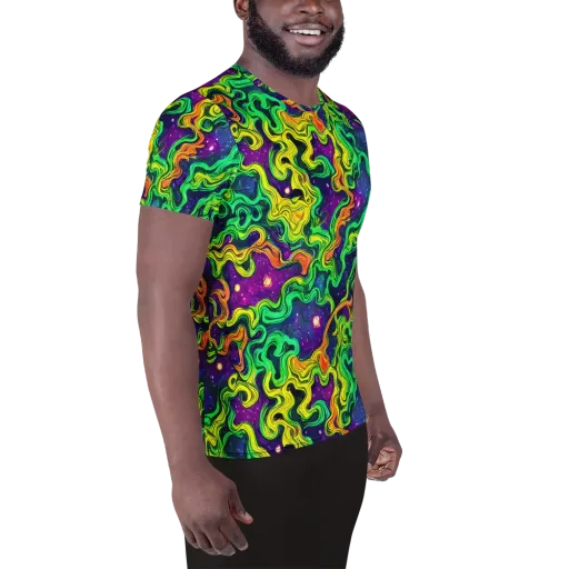 Jungle Comet on a Men's Athletic T-Shirt